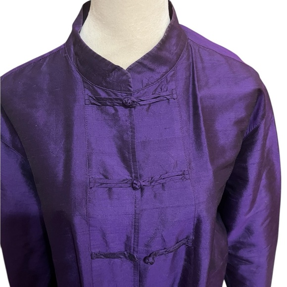 Clio 100% Silk Purple Blouse Elegant Top - Picture 2 of 5